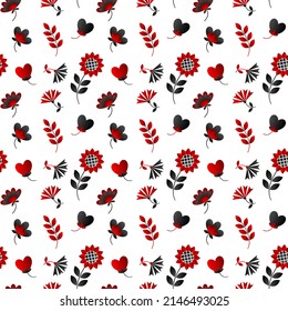 Seamless pattern based on Ukrainian embroidery on white background. Vector stylized ornament in Ukrainian style.