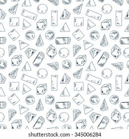 Seamless pattern of Basic Geometric Shapes. Hand Drawn Doodles illustration