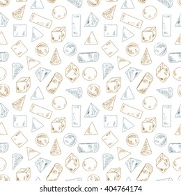 Seamless pattern of Basic Geometric Shapes. Hand Drawn Doodles illustration