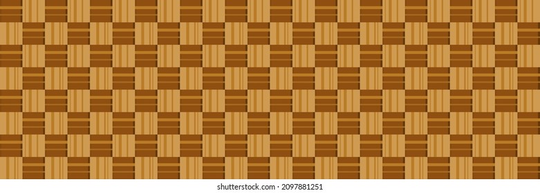 Fondo de la cesta sin soldadura Estructura de madera. Cartel de ajedrez. marrón amarillo