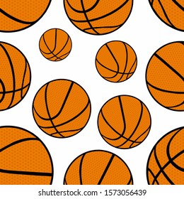 Seamless Pattern With Basketball Ball.