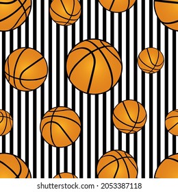 Seamless pattern with basketball ball.