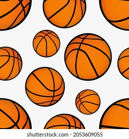Seamless pattern with basketball ball.