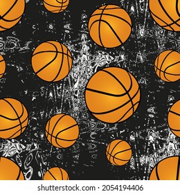 Seamless pattern with basketball ball.