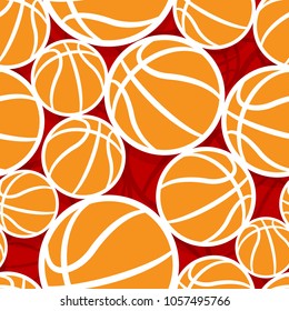 Seamless pattern with basketball ball. Vector illustration. Ideal for wallpaper, cover, wrapper, packaging, fabric design and any kind of decoration.