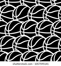 Seamless pattern with basketball ball. Vector illustration. Ideal for wallpaper, cover, wrapper, packaging, fabric, textile design and any kind of decoration.