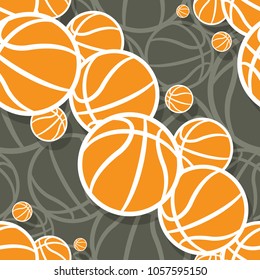 Seamless pattern with basketball ball. Vector illustration. Ideal for wallpaper, cover, wrapper, packaging, fabric, textile design and any kind of decoration.