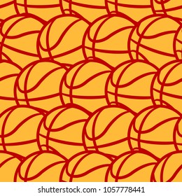 Seamless pattern with basketball ball. Vector illustration. Ideal for wallpaper, cover, wrapper, packaging, fabric, textile design and any kind of decoration.