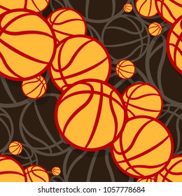 Seamless pattern with basketball ball. Vector illustration. Ideal for wallpaper, cover, wrapper, packaging, fabric, textile design and any kind of decoration.