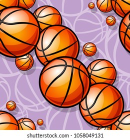 Seamless pattern with basketball ball. Vector illustration. Ideal for wallpaper, cover, wrapper, packaging, fabric, textile design and any kind of decoration.