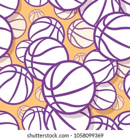 Seamless pattern with basketball ball. Vector illustration. Ideal for wallpaper, cover, wrapper, packaging, fabric, textile design and any kind of decoration.