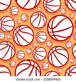 Seamless pattern with basketball ball. Vector illustration. Ideal for wallpaper, cover, wrapper, packaging, fabric, textile design and any kind of decoration.