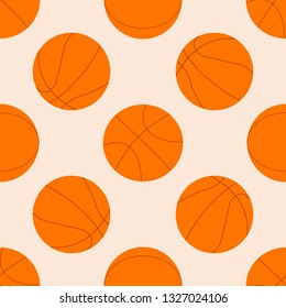 Seamless pattern with basketball ball. Vector illustration. Ideal for wallpaper, cover, wrapper, packaging, fabric, textile design and any kind of decoration.