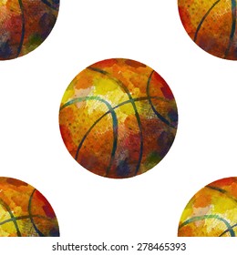 Seamless pattern with basketball balls. Basketball infinite background. Sporty polka dot.