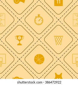 Seamless pattern with basketball icons for your design
