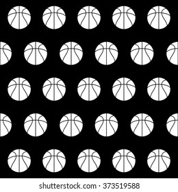 seamless pattern with basketball on a black background