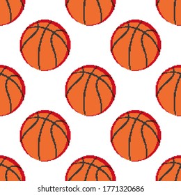 Nahtlose Muster Basketball Pixelart 8 Bit