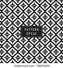 Seamless pattern. Basketwork Thai  modern. White and black vector  illustration.