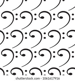 Seamless pattern of the bass clef symbols