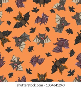 Seamless pattern with bat in the different posing