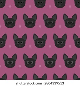 seamless pattern bat head animal on purple background vector wallpaper textile giftwrap fabric