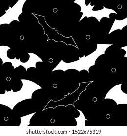 Seamless pattern of bat on black background,vector illustration