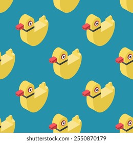 Seamless pattern with bath ducks - hand drawn vector illustration.