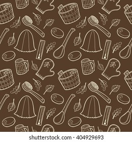  Seamless pattern with bath & sauna accessories