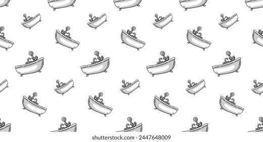 Seamless pattern with bathtub doodle vector