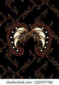 seamless pattern of batik.vector design inspiration. stylish fabric print. creative textile background for clothes or can use for wallpaper. gold