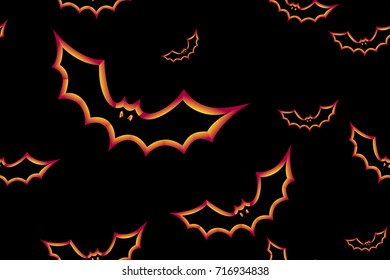 Seamless pattern. Bats, black background.
