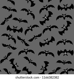 Seamless Pattern with Bats. Cartoon Halloween Bats for Your Design, Game, Website, Card. Vector Illustration.