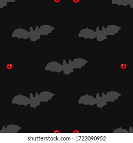 Nahtlose Muster Fledermäuse und Augen von Vampire. Halloween. Am Vorabend des Allerheiligen Tages blutdurstige Monster im Dunkeln. Vektorhandgezeichnet. Design für Halloween Party, Einladung, Flyer, Dekoration, Verpackung.