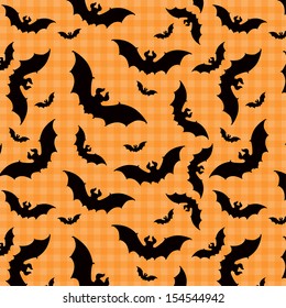 A seamless pattern of bats flying through the air on transparent background