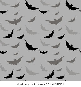 Seamless pattern with bats, Halloween background.