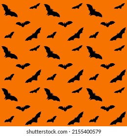 Patrón sin foco con murciélagos en un fondo naranja. El fondo. Diseño de impresión para la producción textil. Ilustración del vector