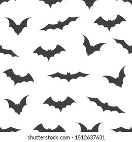Seamless pattern with bats on white background, vector illustration