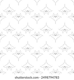 Seamless pattern with bats outline on a white background. Halloween Pattern