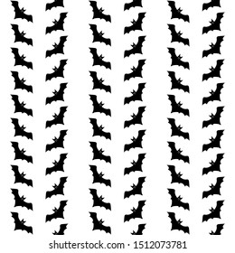 Seamless pattern with bats silhouettes on white background for decorating Halloween celebrations. Vector illustration with wild flying creatures.
