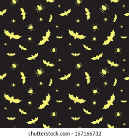 Seamless pattern with bats and spiders for Halloween