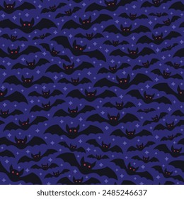 seamless pattern of bats with a starry night sky background