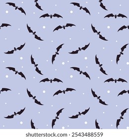 Padrão contínuo de morcegos. Ilustração vetorial em estilo plano em um plano de fundo rosa.