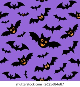 Seamless pattern with bats. Vector illustration.