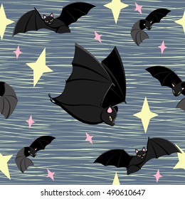 Seamless pattern with bats.Layers can be easy editable or removed. Halloween. Melange background.