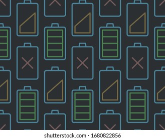 Seamless pattern with batteries. Background for fabric, wallpapers, cards and wrapping paper.