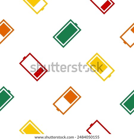 Seamless Pattern with Battery Design. Battery Illustration. Battery Vector. Battery Vector with Charge Status Indicator. Sharp Corner