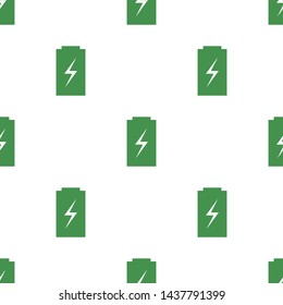 Seamless pattern with battery icon. Green ecological sign. Protect planet. Vector illustration for design, web, wrapping paper, fabric, wallpaper.