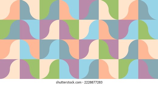 Seamless pattern in bauhaus style. Endless texture. Abstract pattern from simple geometric figures. For use in web design, business presentation, poster, textile print. Vector illustration.