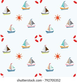 Seamless pattern with beach elements background vector illustration 