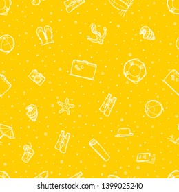 Seamless pattern of beach elements. Yellow wallpaper